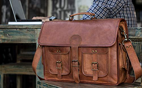 Leather Briefcase Laptop bag 18 inch Handmade Messenger Bags Best Satchel  by 