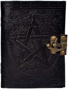 Natural Handicraft Handmade Leather Journal Pentagram Embossed Pentacle Wicca Pagan Notebook Book of Shadows Personal Organizer Daily Planner Office Supplies 5 x 7 Inches 
