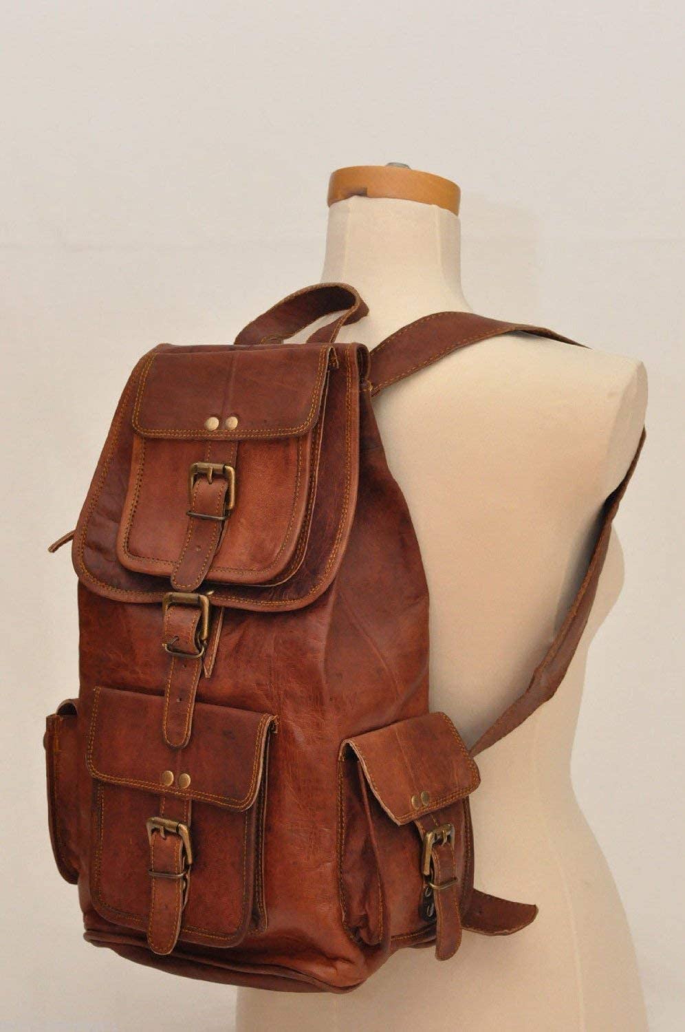24'' Genuine Leather Vintage Handmade Casual College Day-Pack