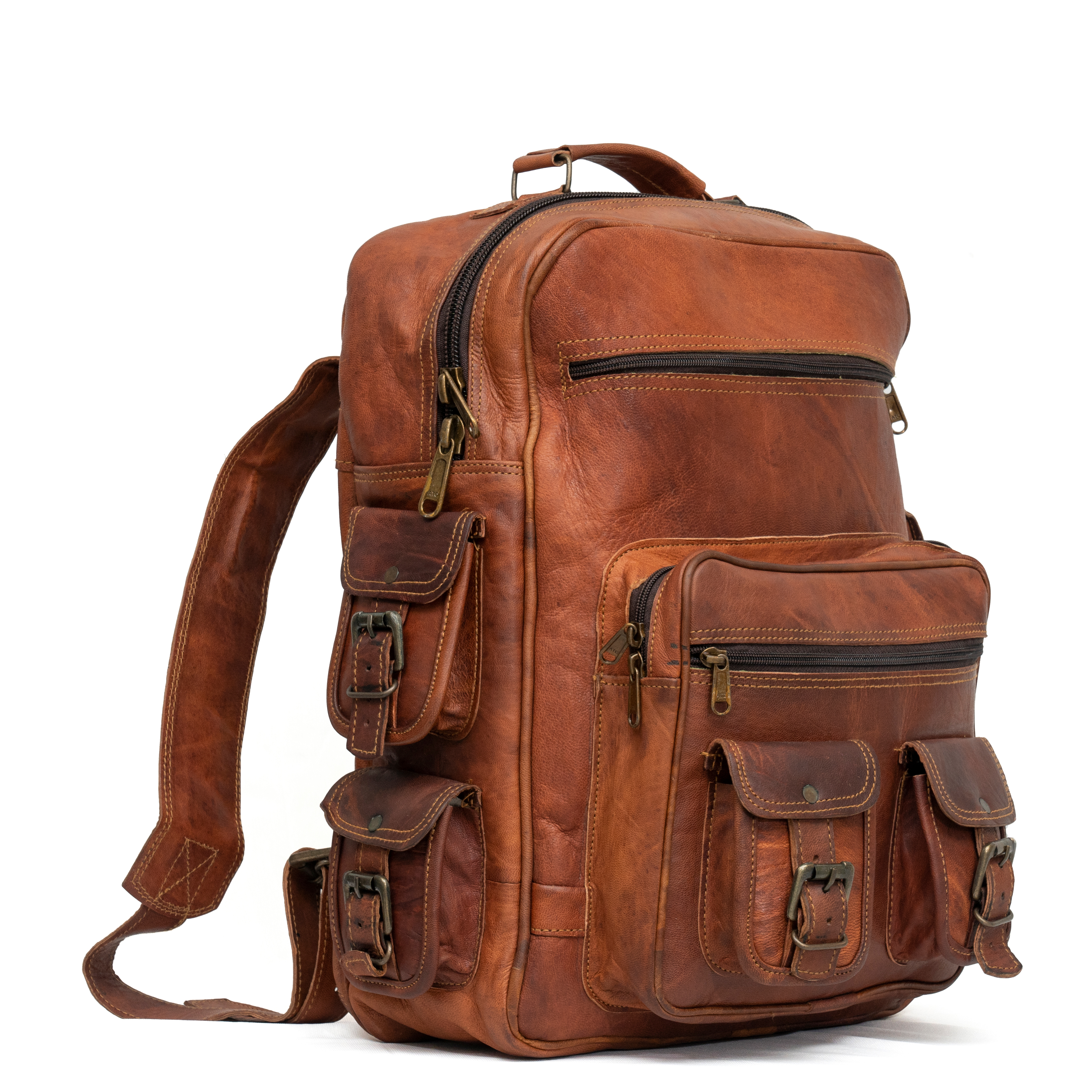 Buy Handmade Large Brown Leather Backpack For Men Vintage Leather Backpack  For Women  Leather Laptop Backpack For Men and Women With Padded Laptop  Compartment at